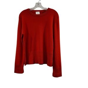 Allude Cotton/Silk/Cashmere Crewneck Relaxed Pullover Knit Sweater Large
